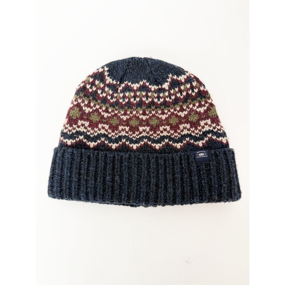 FatFace Navy Fairisle Beanie Gray Multi